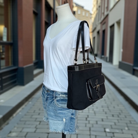 Authentic Dooney & Bourke Black Canvas Tote Bag with Leather Trim! - Picture 14 of 14